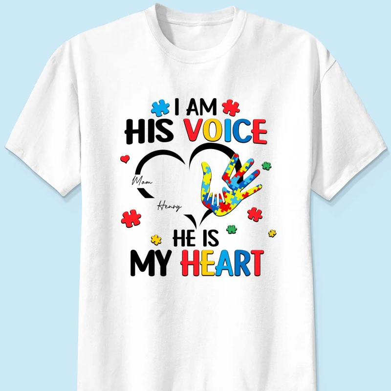 I'm His Voice He's My Heart Autism - Personalized Shirt - Autism Awareness - Image 11