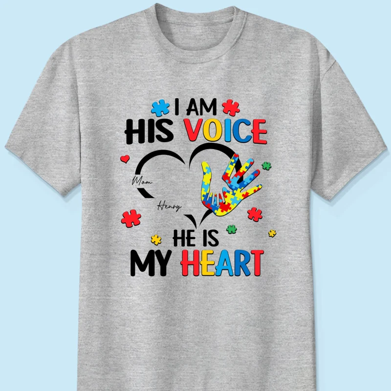 I'm His Voice He's My Heart Autism - Personalized Shirt - Autism Awareness - Image 12
