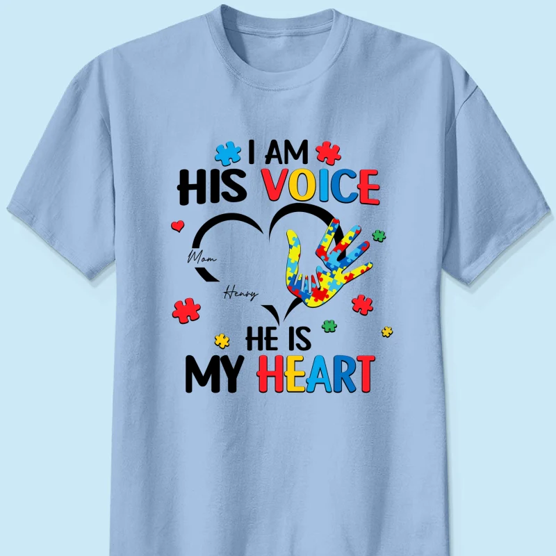 I'm His Voice He's My Heart Autism - Personalized Shirt - Autism Awareness - Image 14