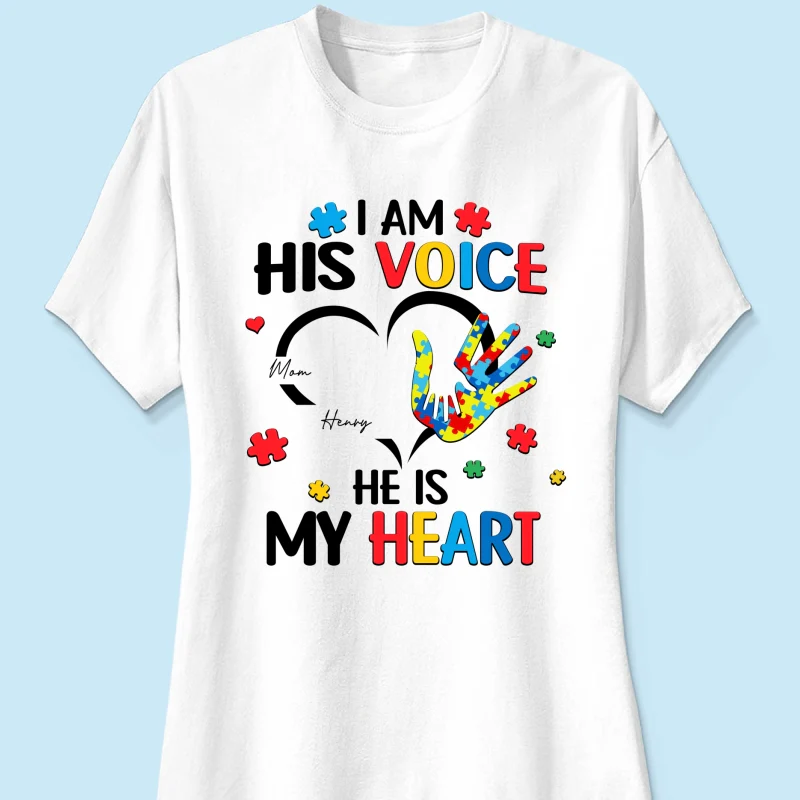 I'm His Voice He's My Heart Autism - Personalized Shirt - Autism Awareness - Image 15