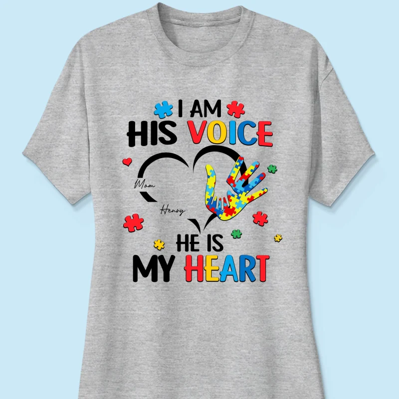 I'm His Voice He's My Heart Autism - Personalized Shirt - Autism Awareness - Image 16