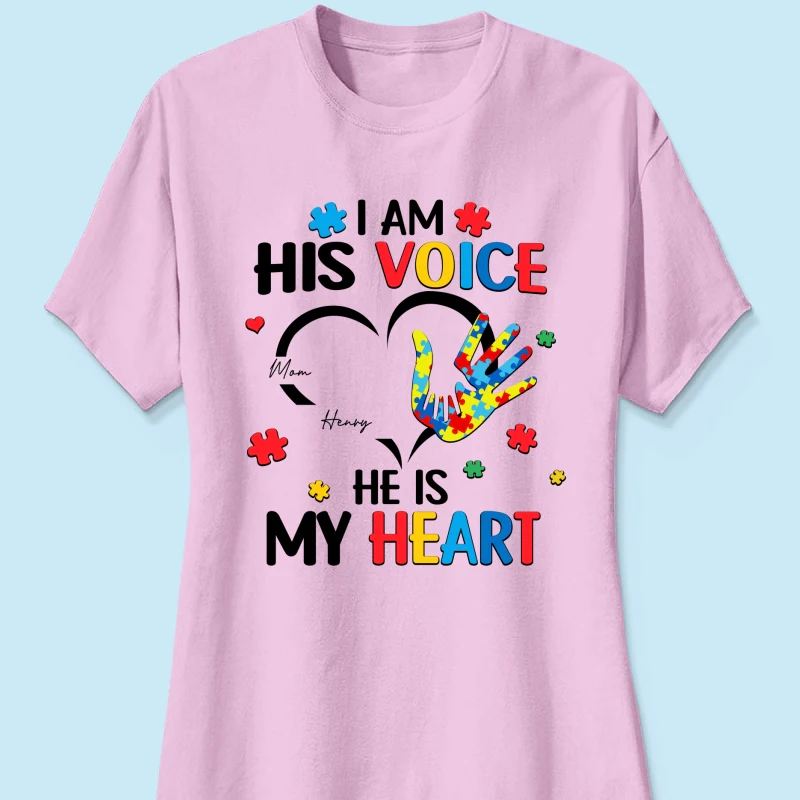 I'm His Voice He's My Heart Autism - Personalized Shirt - Autism Awareness - Image 17