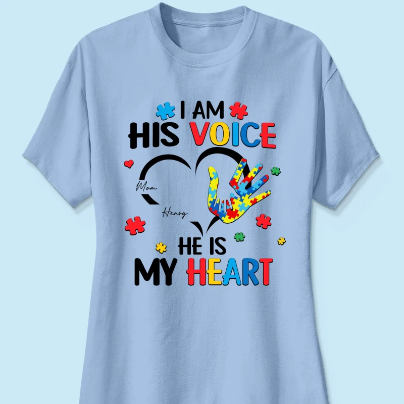 I'm His Voice He's My Heart Autism - Personalized Shirt - Autism Awareness - Image 18