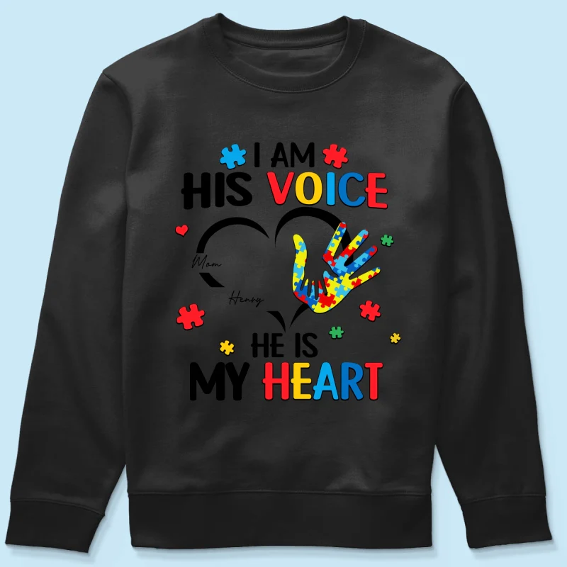 I'm His Voice He's My Heart Autism - Personalized Shirt - Autism Awareness - Image 19