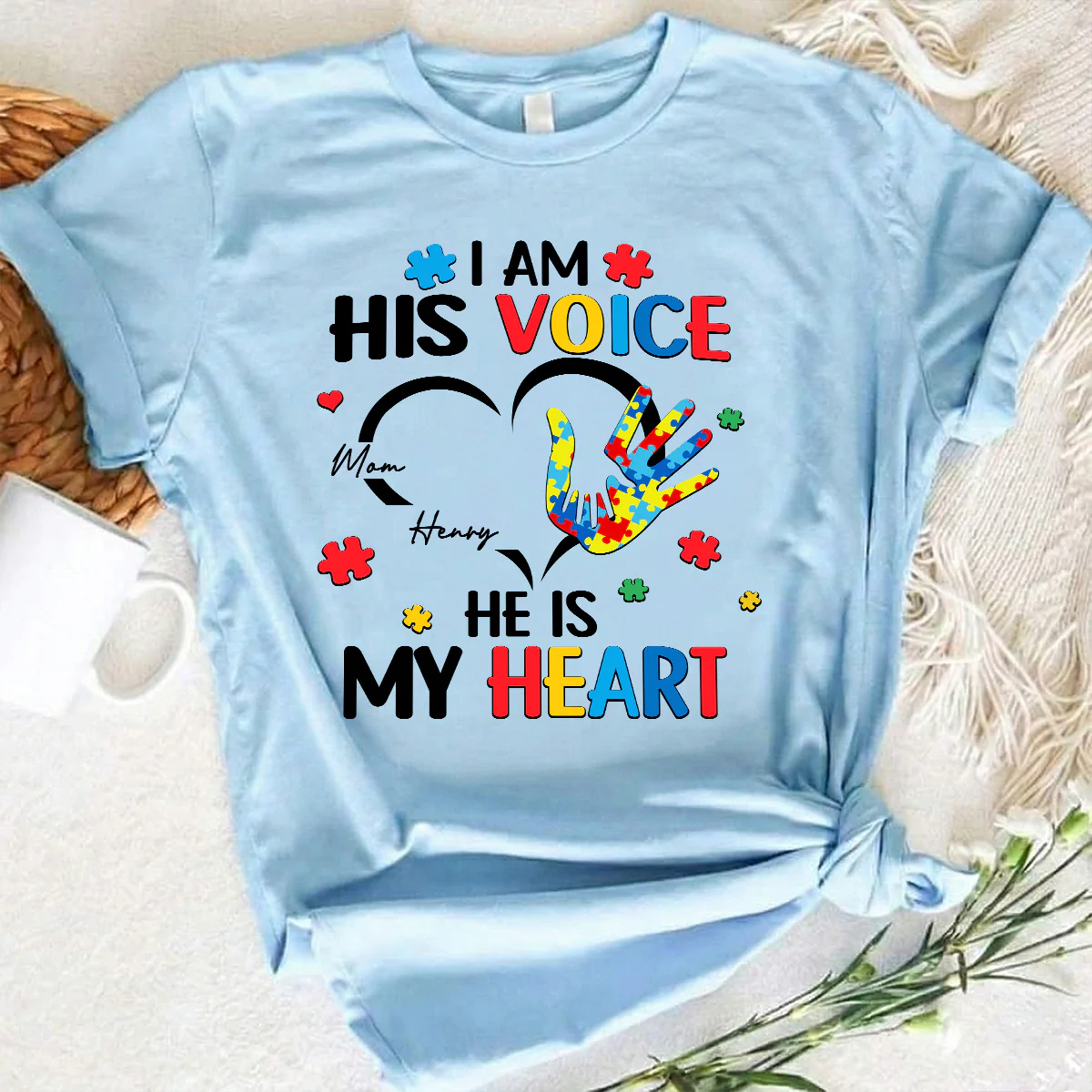 I'm His Voice He's My Heart Autism - Personalized Shirt - Autism Awareness - Image 2