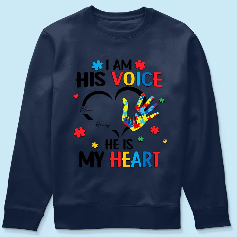 I'm His Voice He's My Heart Autism - Personalized Shirt - Autism Awareness - Image 20