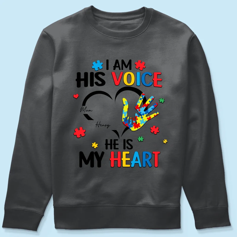 I'm His Voice He's My Heart Autism - Personalized Shirt - Autism Awareness - Image 21