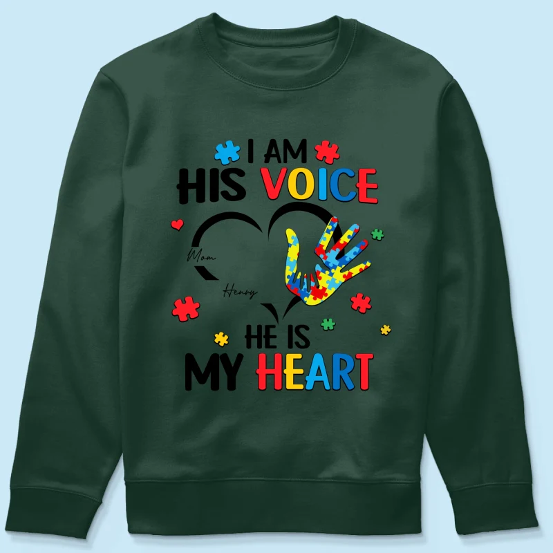 I'm His Voice He's My Heart Autism - Personalized Shirt - Autism Awareness - Image 22
