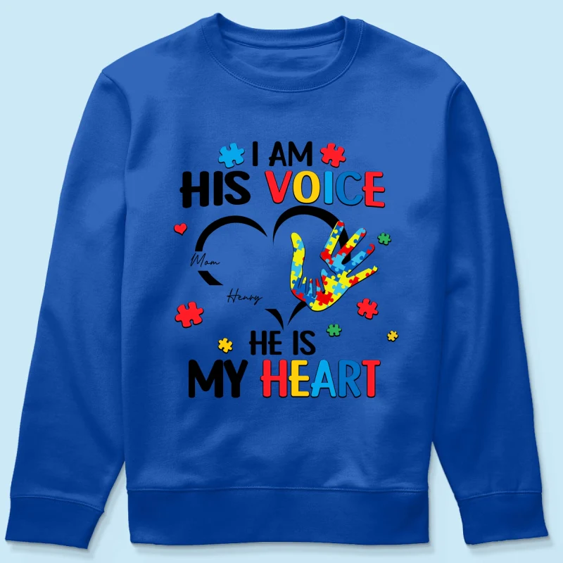 I'm His Voice He's My Heart Autism - Personalized Shirt - Autism Awareness - Image 23