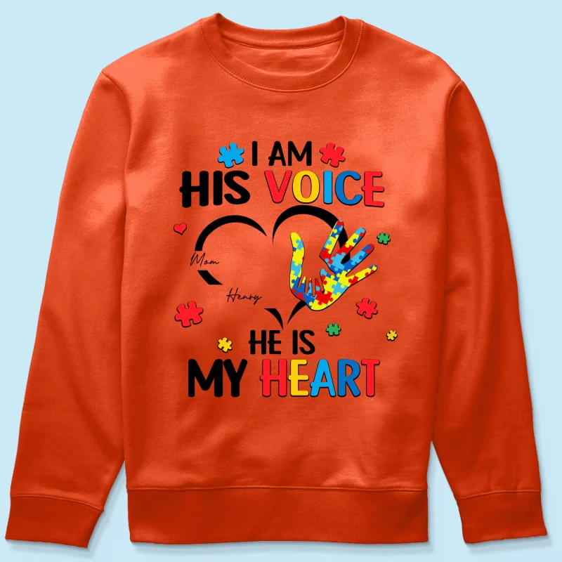 I'm His Voice He's My Heart Autism - Personalized Shirt - Autism Awareness - Image 24