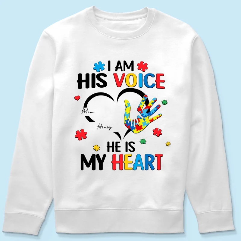 I'm His Voice He's My Heart Autism - Personalized Shirt - Autism Awareness - Image 25