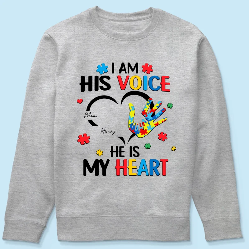 I'm His Voice He's My Heart Autism - Personalized Shirt - Autism Awareness - Image 26