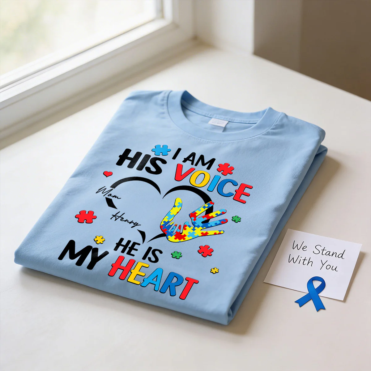 I'm His Voice He's My Heart Autism - Personalized Shirt - Autism Awareness - Image 4