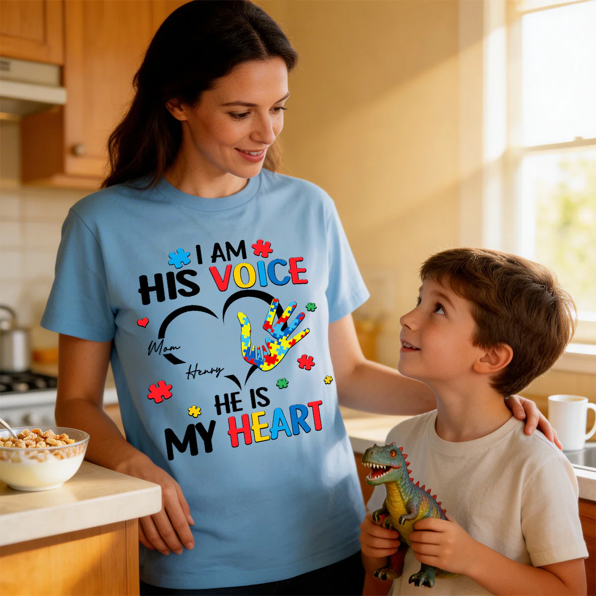 I'm His Voice He's My Heart Autism - Personalized Shirt - Autism Awareness - Image 5