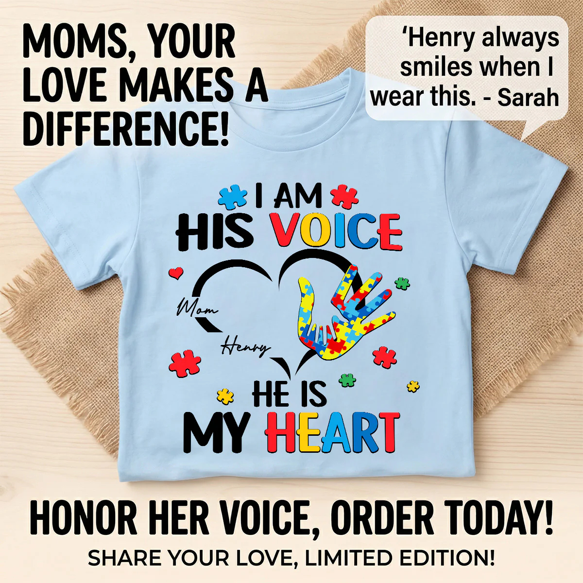 I'm His Voice He's My Heart Autism - Personalized Shirt - Autism Awareness - Image 7