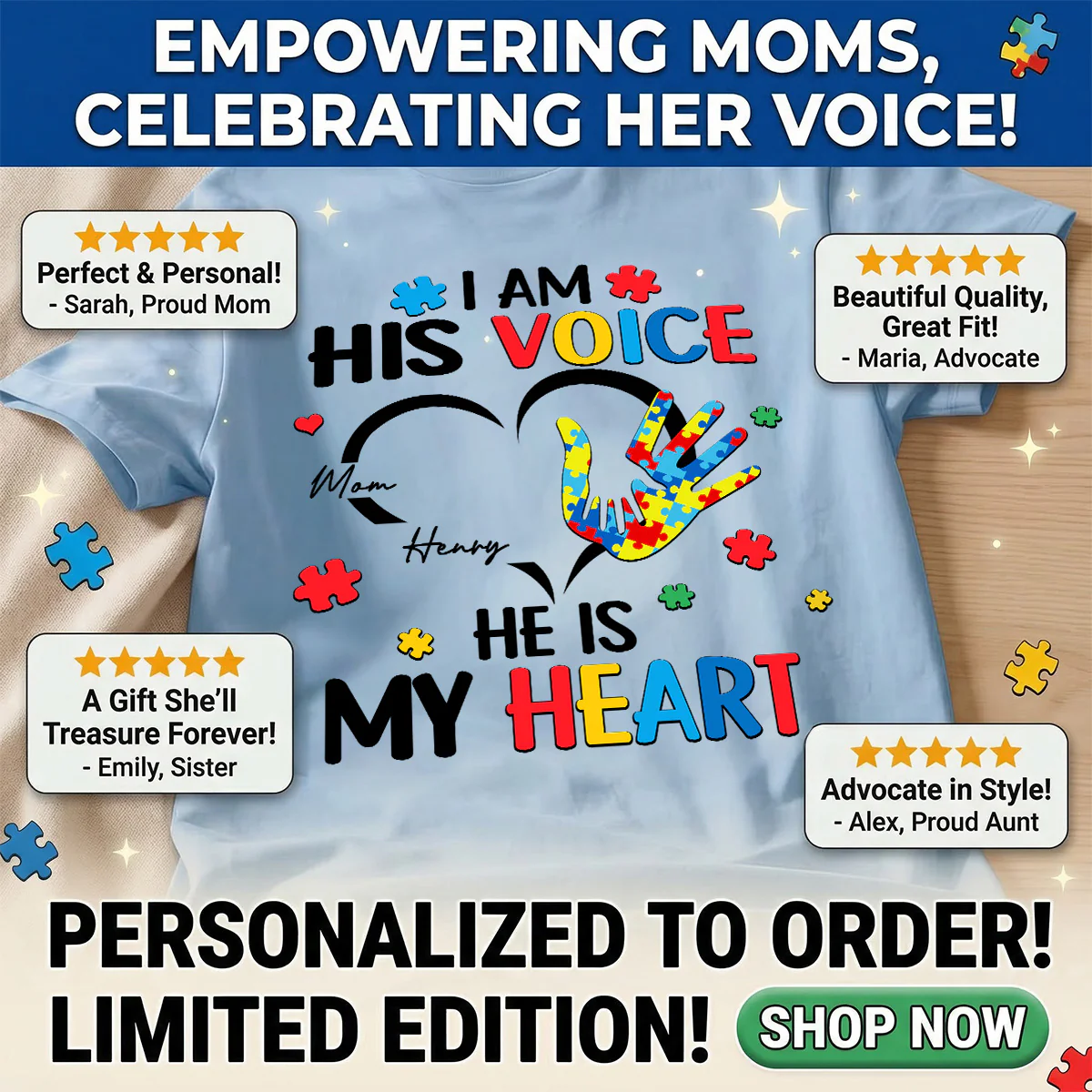 I'm His Voice He's My Heart Autism - Personalized Shirt - Autism Awareness - Image 8