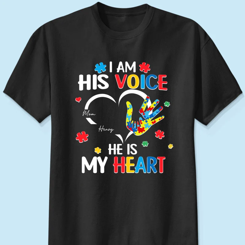 I'm His Voice He's My Heart Autism - Personalized Shirt - Autism Awareness Shirt - Image 10