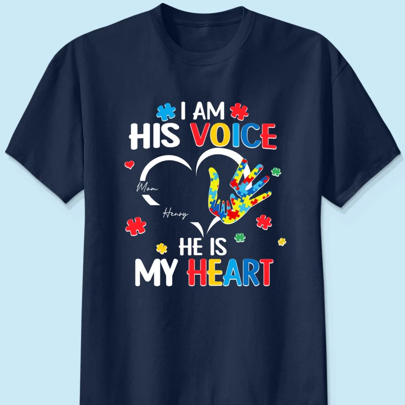 I'm His Voice He's My Heart Autism - Personalized Shirt - Autism Awareness Shirt - Image 11