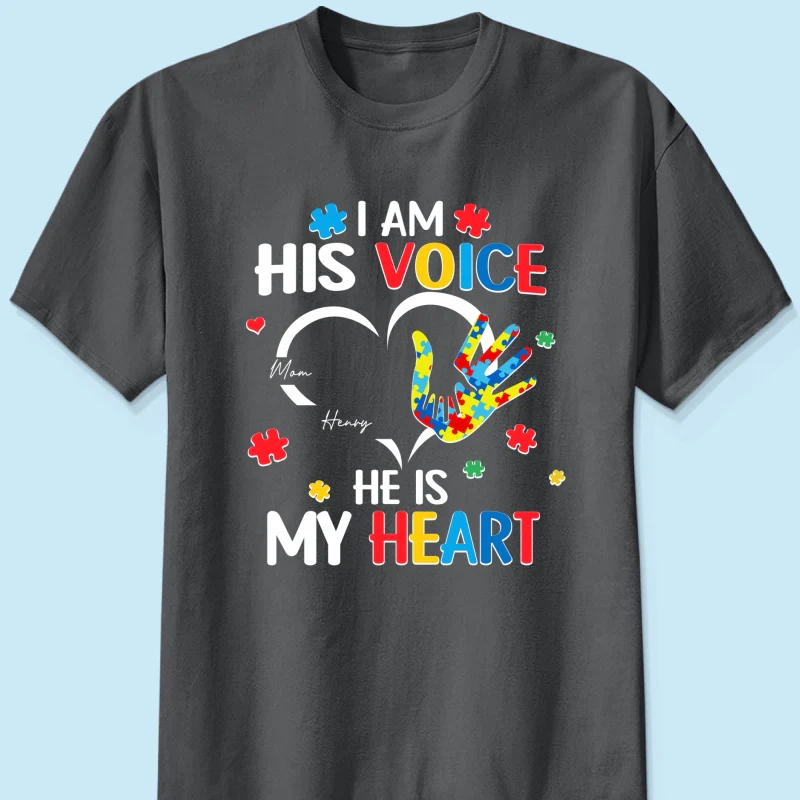 I'm His Voice He's My Heart Autism - Personalized Shirt - Autism Awareness Shirt - Image 12