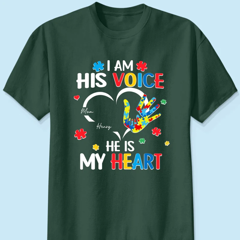 I'm His Voice He's My Heart Autism - Personalized Shirt - Autism Awareness Shirt - Image 13