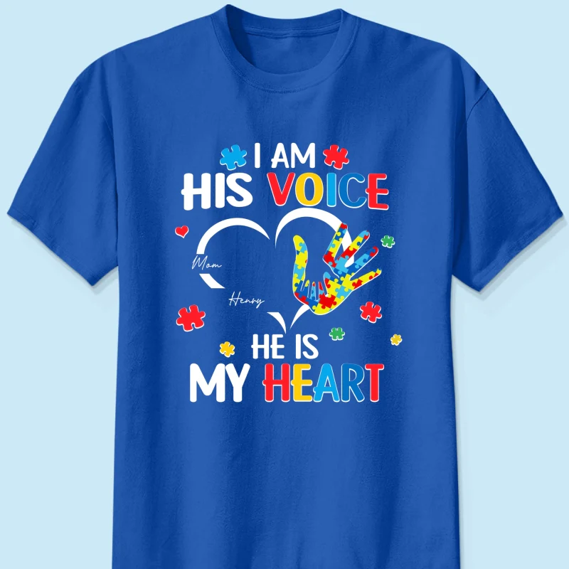 I'm His Voice He's My Heart Autism - Personalized Shirt - Autism Awareness Shirt - Image 14