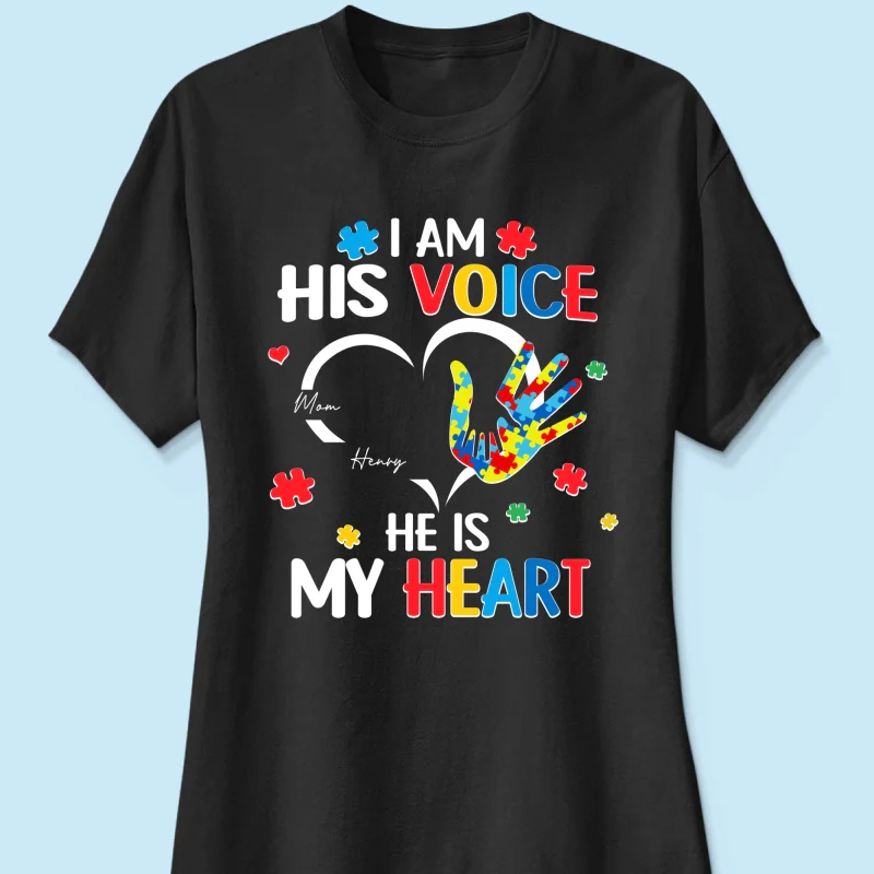 I'm His Voice He's My Heart Autism - Personalized Shirt - Autism Awareness Shirt - Image 15
