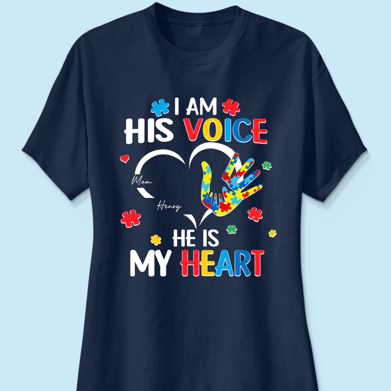 I'm His Voice He's My Heart Autism - Personalized Shirt - Autism Awareness Shirt - Image 16