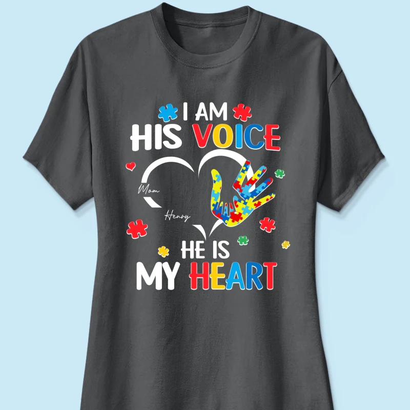 I'm His Voice He's My Heart Autism - Personalized Shirt - Autism Awareness Shirt - Image 17