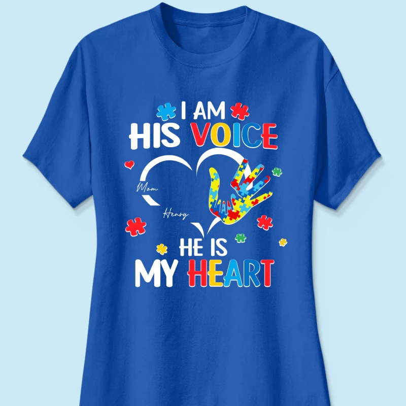I'm His Voice He's My Heart Autism - Personalized Shirt - Autism Awareness Shirt - Image 18