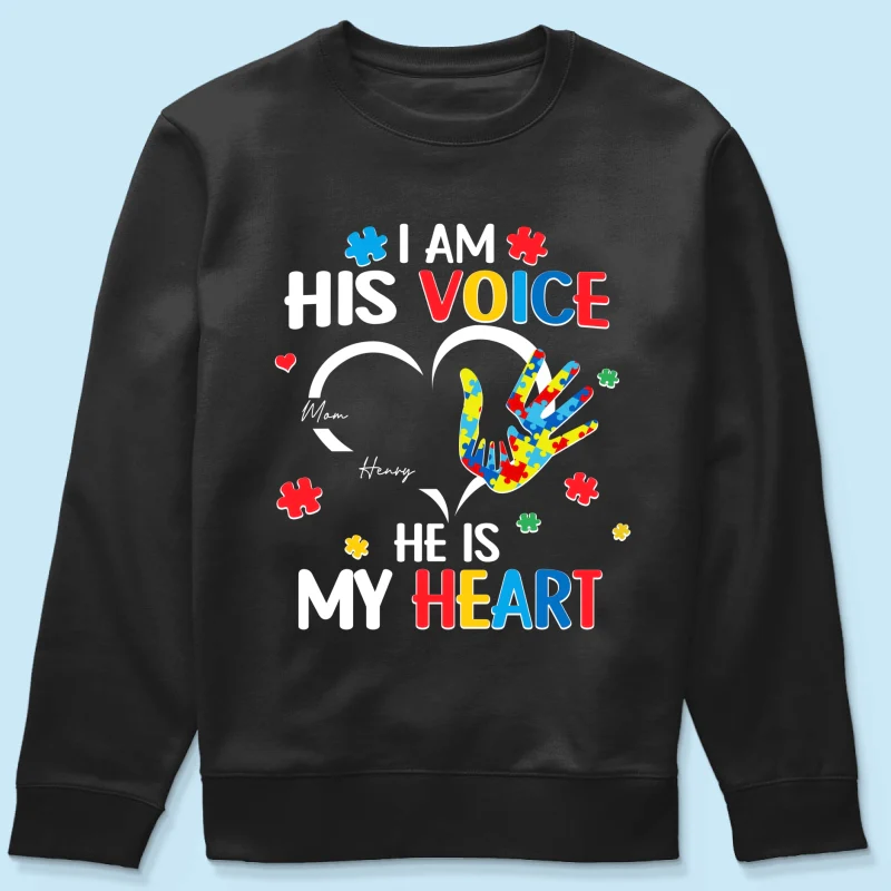 I'm His Voice He's My Heart Autism - Personalized Shirt - Autism Awareness Shirt - Image 19