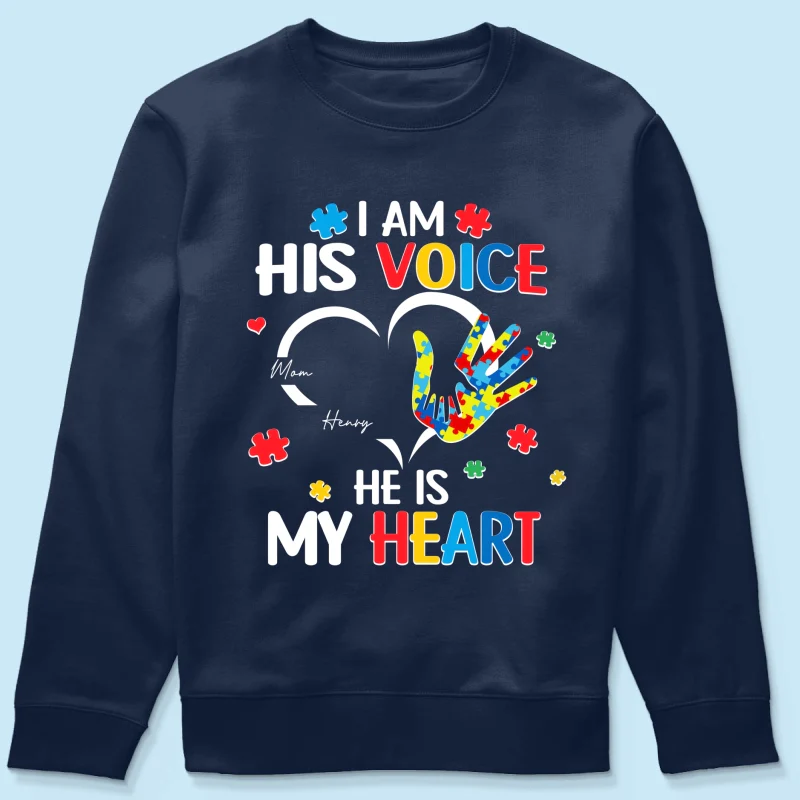 I'm His Voice He's My Heart Autism - Personalized Shirt - Autism Awareness Shirt - Image 20