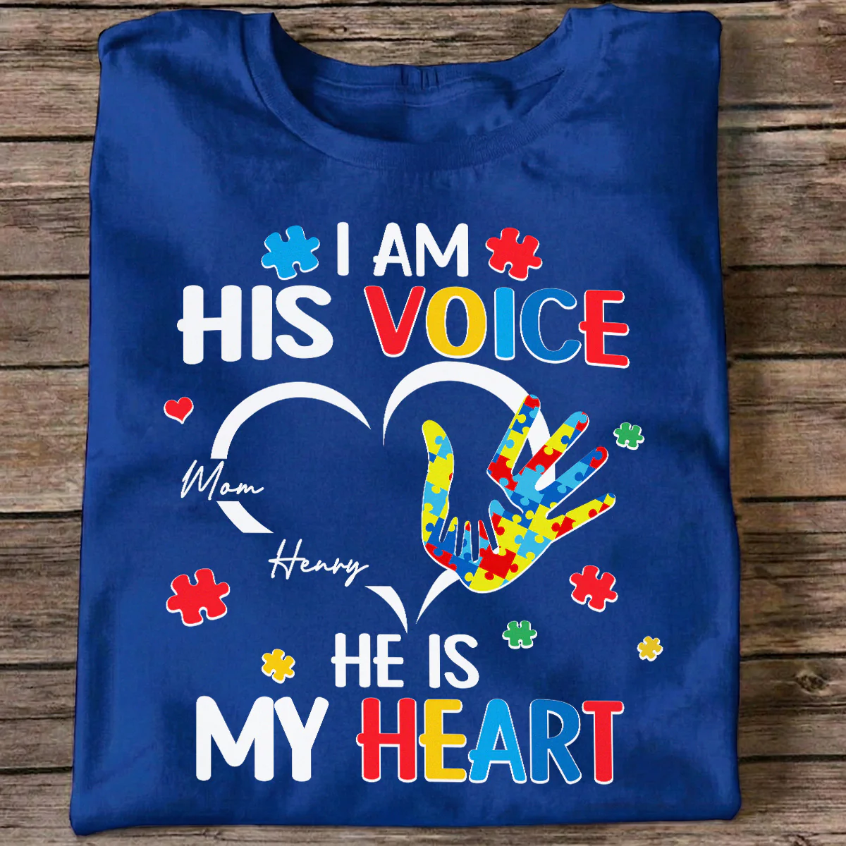 I'm His Voice He's My Heart Autism - Personalized Shirt - Autism Awareness Shirt - Image 4