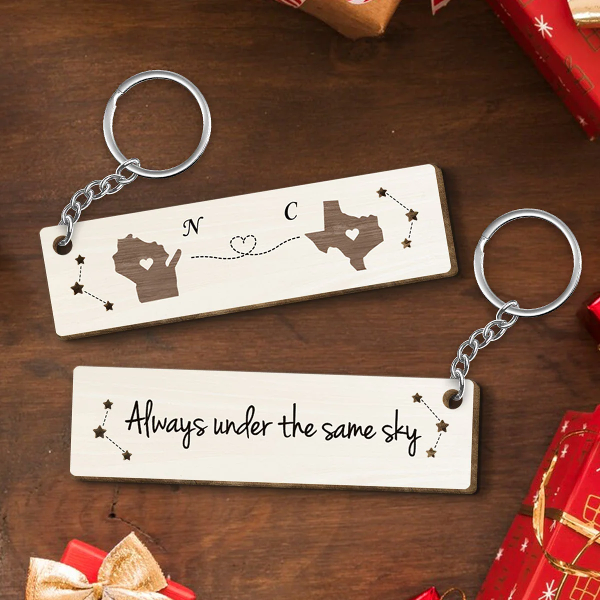 I'm Jealous Of People Who Get To See You Everyday Personalized Wooden Keychain, Christmas Brithday Just Because Gifts for Boyfriend, Girlfriend, Long Distance Relationship Gift - Image 2