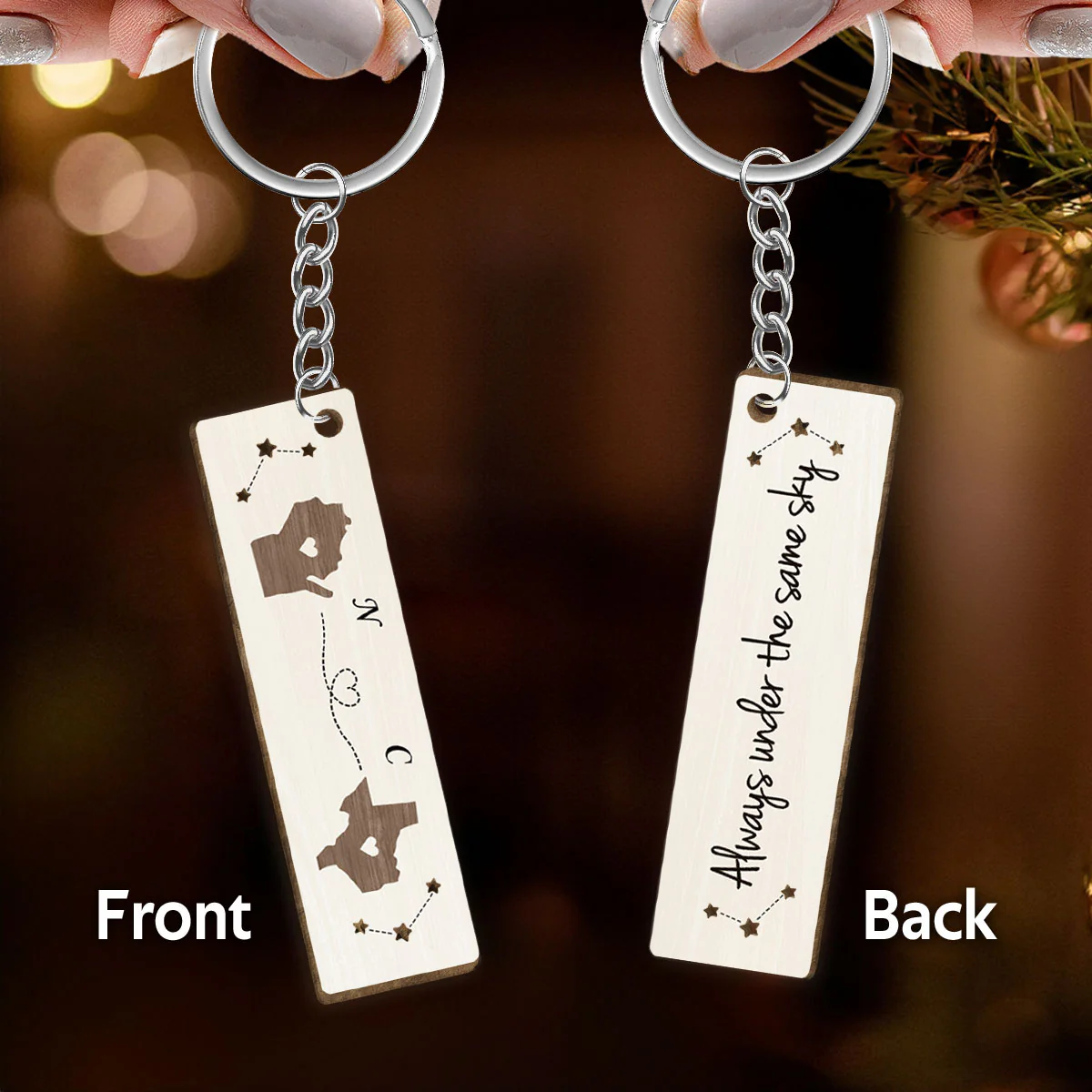 I'm Jealous Of People Who Get To See You Everyday Personalized Wooden Keychain, Christmas Brithday Just Because Gifts for Boyfriend, Girlfriend, Long Distance Relationship Gift - Image 3