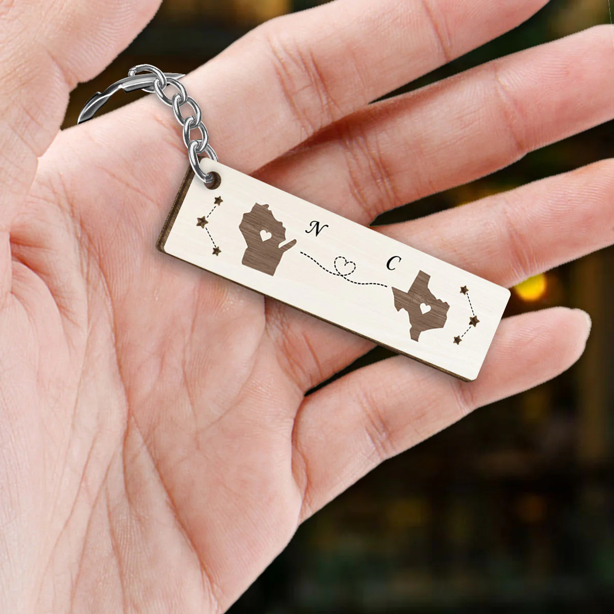 I'm Jealous Of People Who Get To See You Everyday Personalized Wooden Keychain, Christmas Brithday Just Because Gifts for Boyfriend, Girlfriend, Long Distance Relationship Gift - Image 4