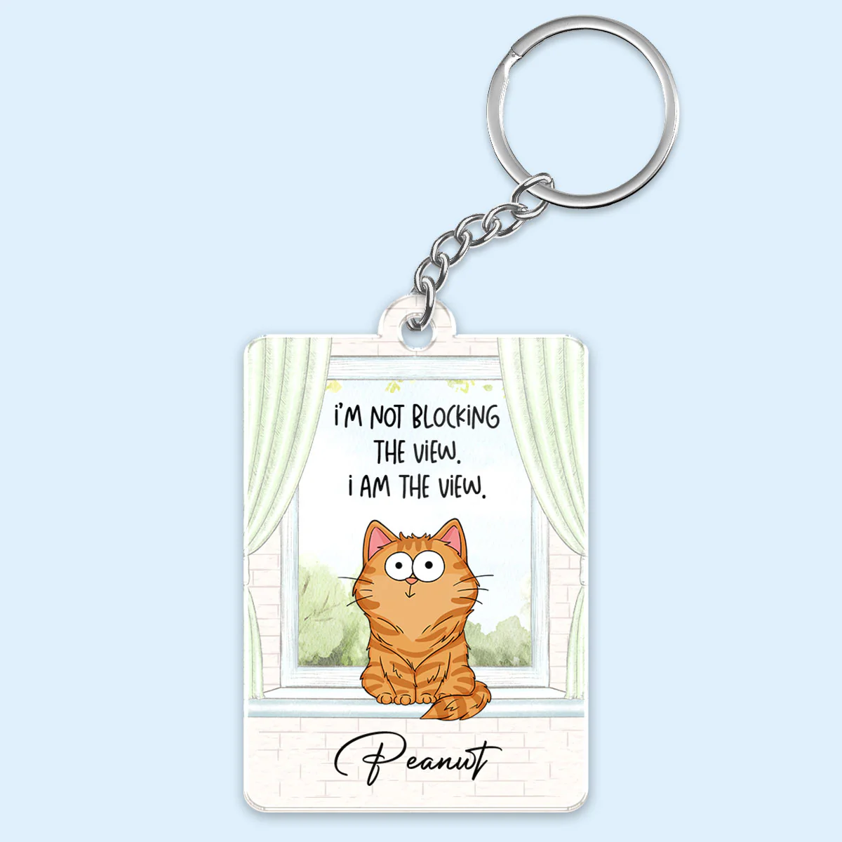 I‘m Not Blocking The View Funny Cats Expressions Personalized Keychain