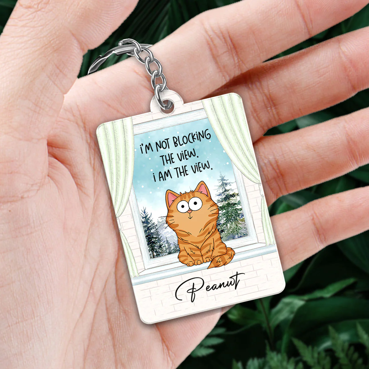 I‘m Not Blocking The View Funny Cats Expressions Personalized Keychain - Image 2