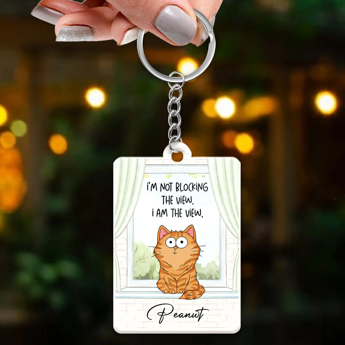 I‘m Not Blocking The View Funny Cats Expressions Personalized Keychain - Image 3