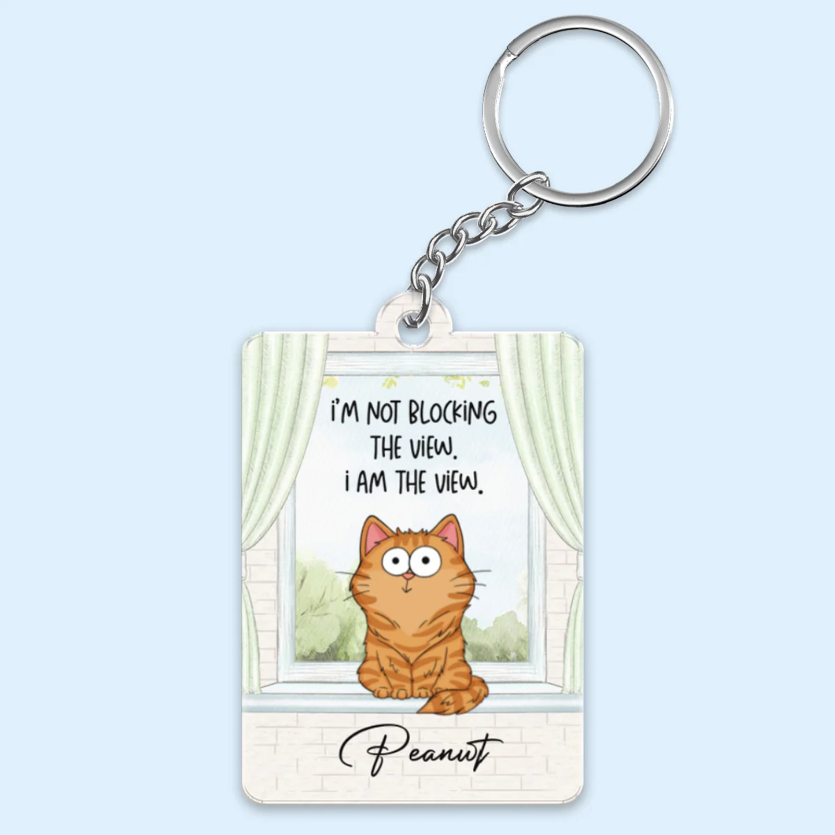 I‘m Not Blocking The View Funny Cats Expressions Personalized Keychain - Image 4
