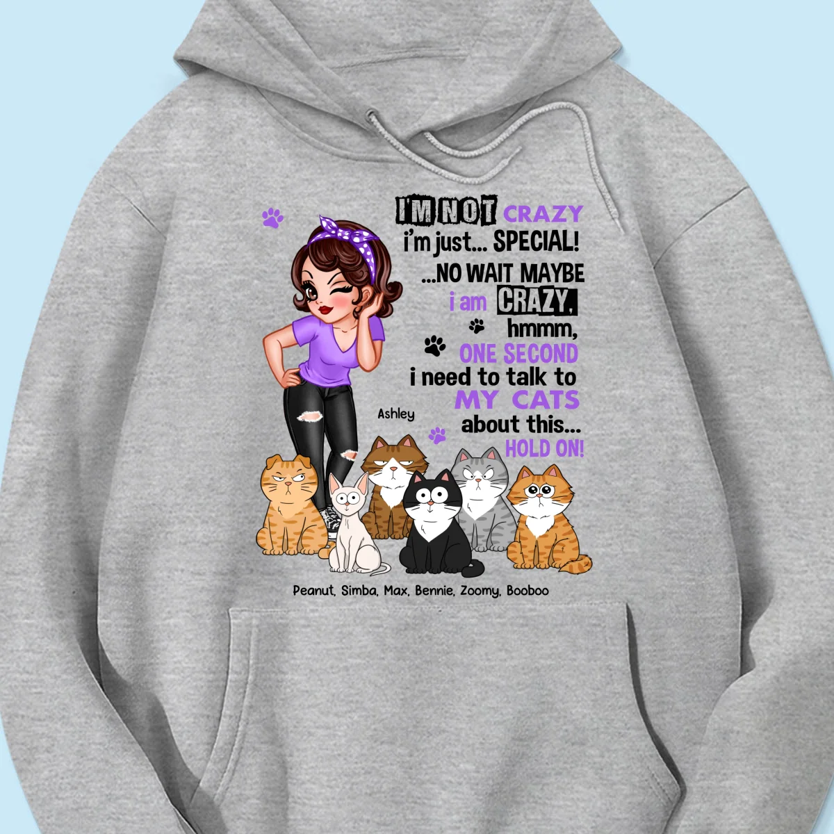 I'm Not Crazy Cat Mom Personalized Shirt - Image 16