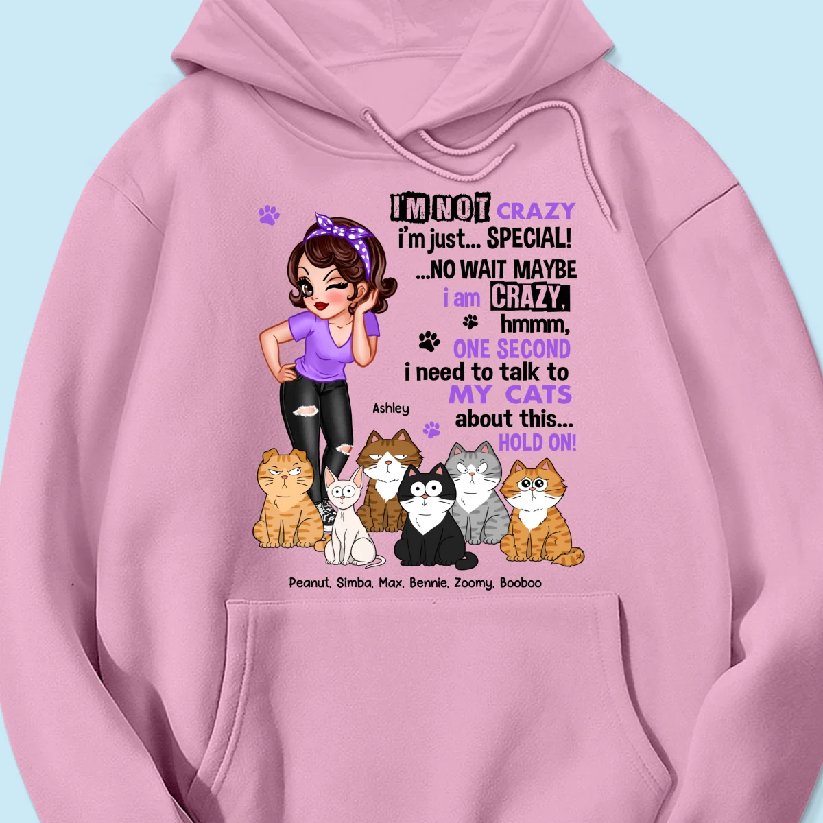 I'm Not Crazy Cat Mom Personalized Shirt - Image 17