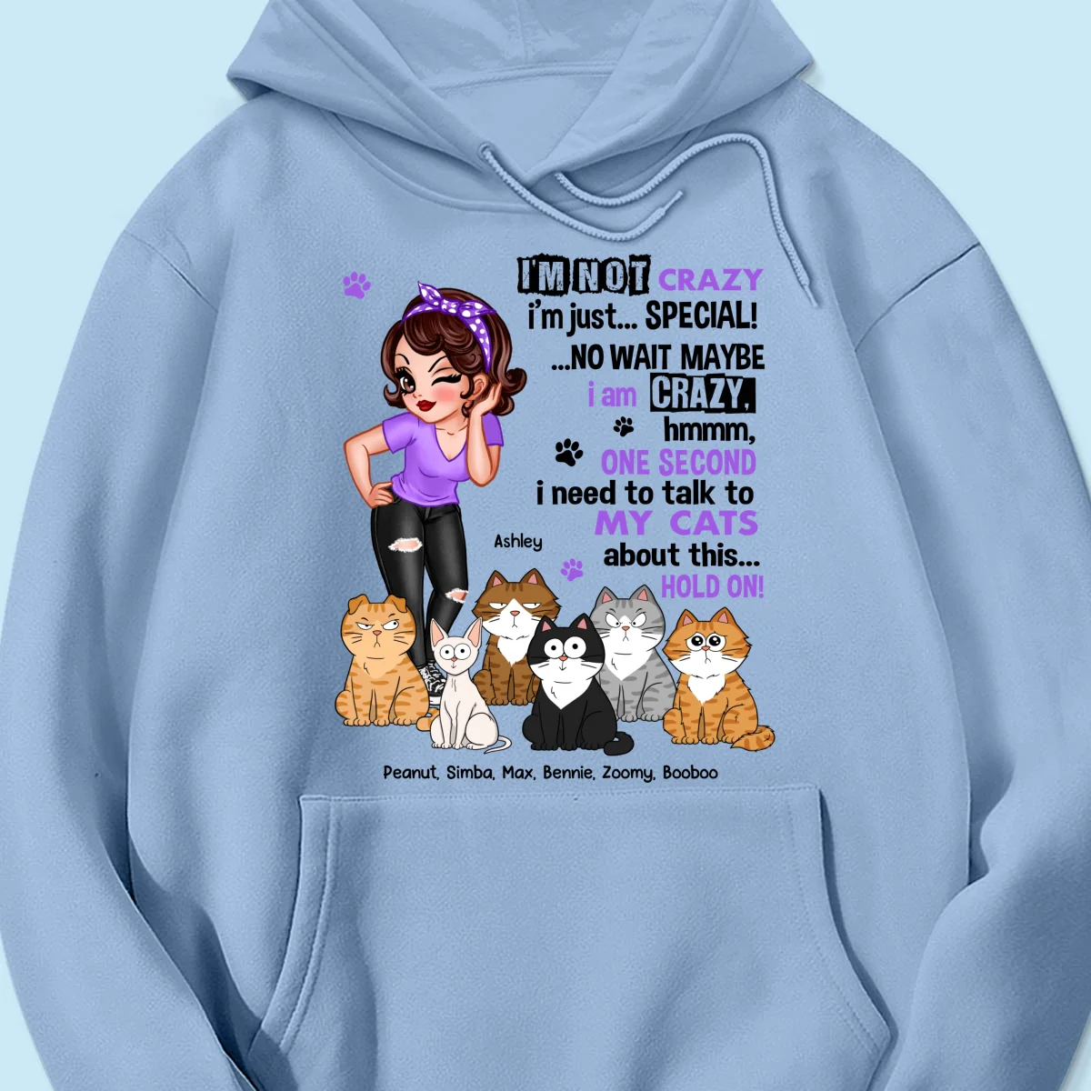 I'm Not Crazy Cat Mom Personalized Shirt - Image 18