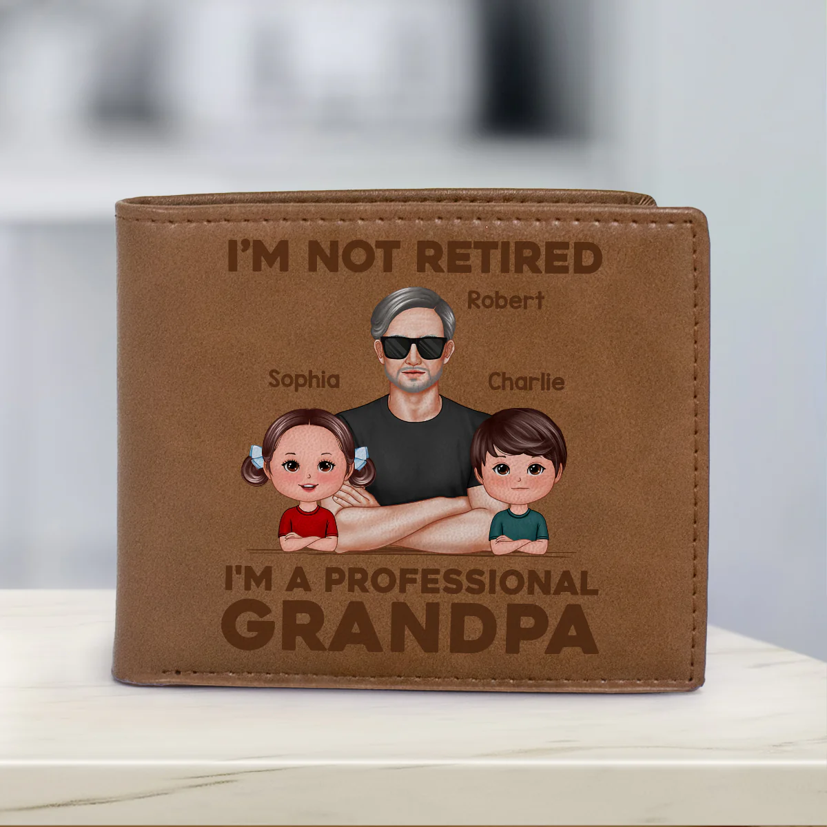 I‘m Not Retired I’m A Professional Grandpa Personalized Printed Leather Wallet, Gift For Husband, Dad, Grandpa - Image 4