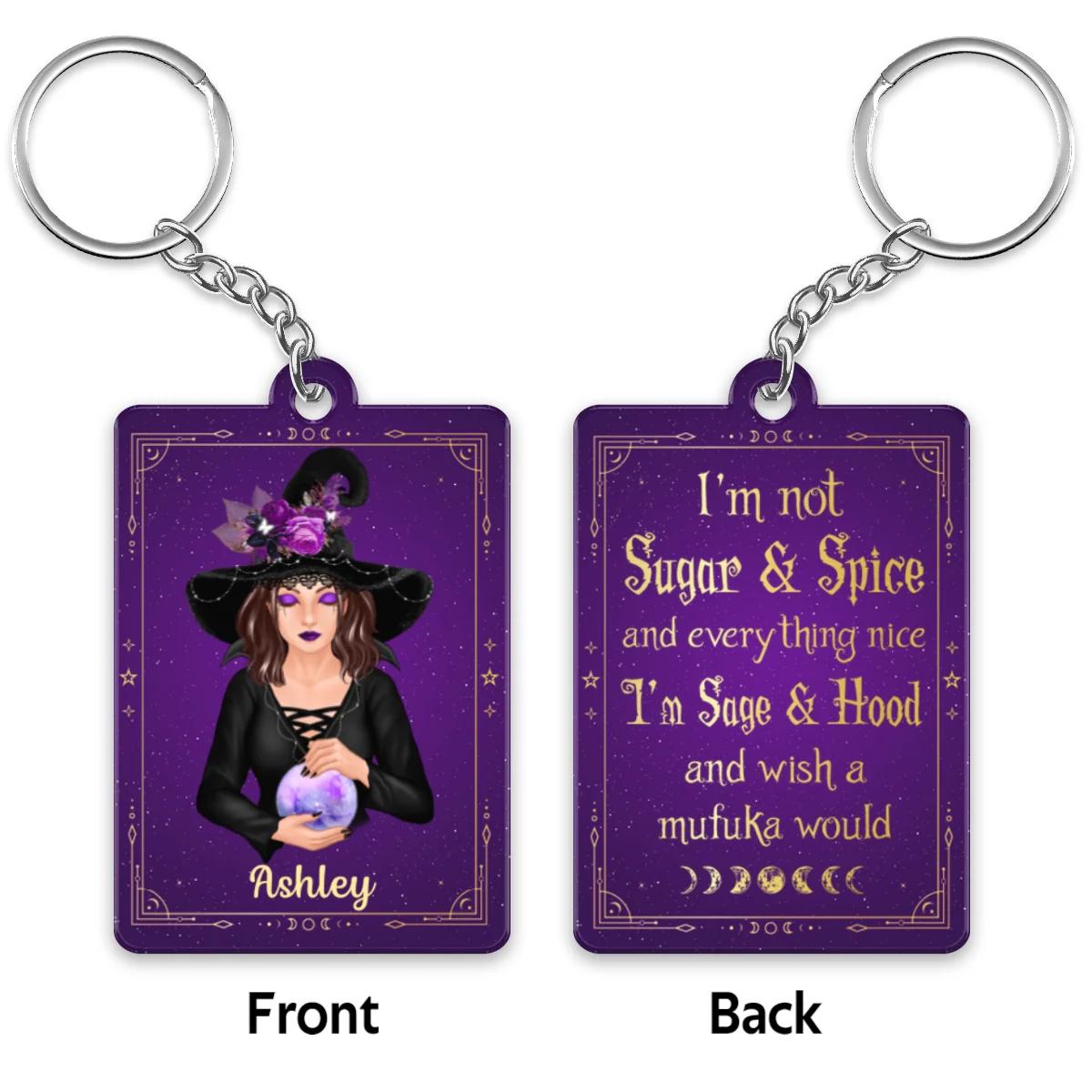 I‘m Not Sugar & Spice Pretty Witch Halloween Personalized Acrylic Keychain - Image 4