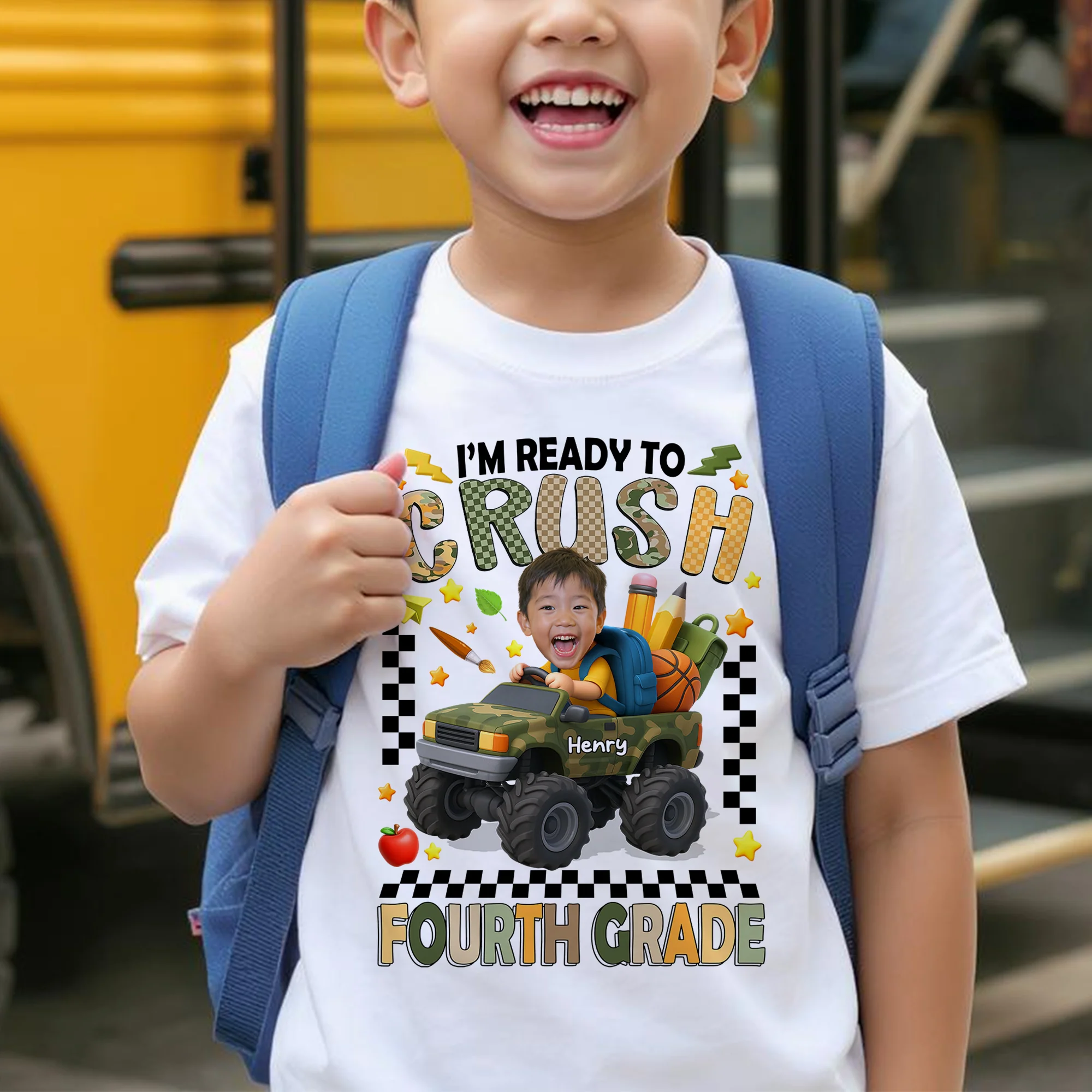 I'm Ready to Crush School Personalized Youth Shirt, Back to School from Pre-K to Fourth Grade for Boys - Image 3