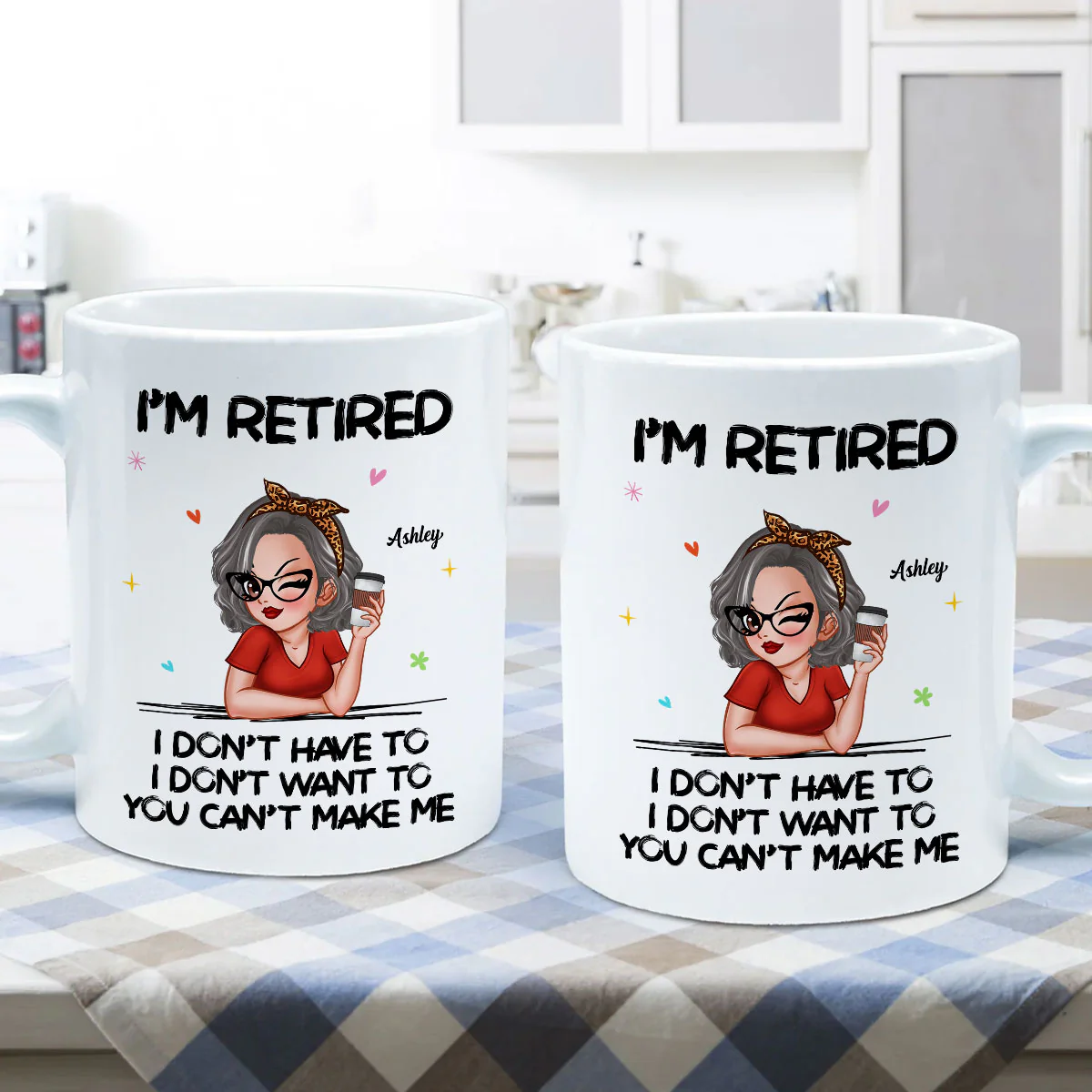 I‘m Retired You Can’t Make Me Personalized Mug, Funny 2025 Retirement Gift - Image 5