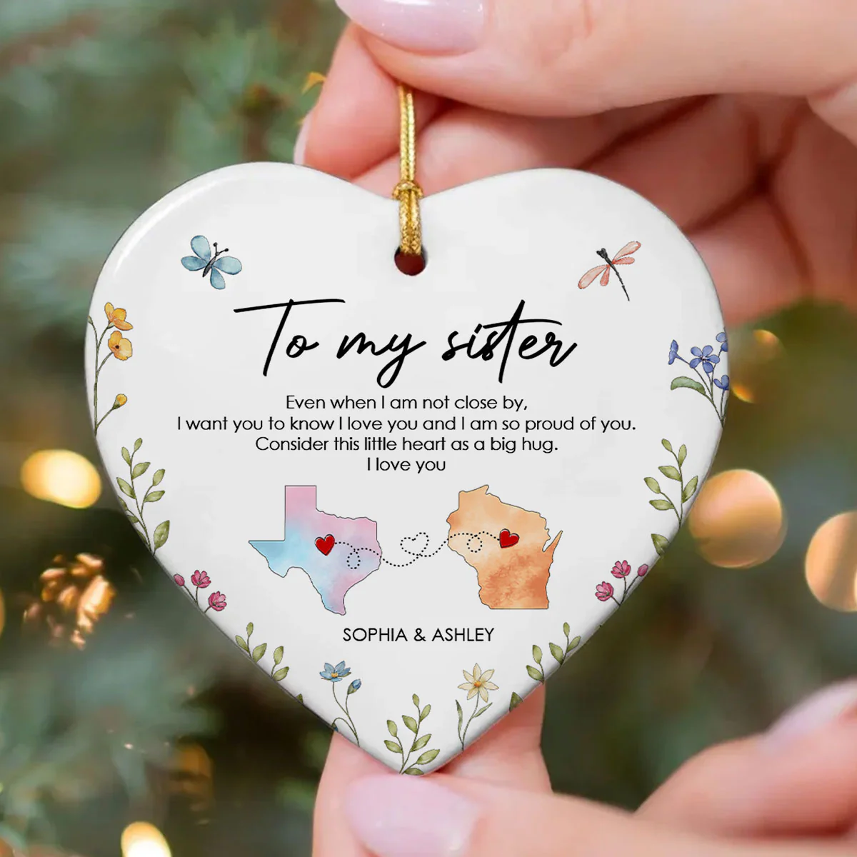I'm So Proud Of You Sister Personalized Ceramic Ornament, Long Distance Togetherness Birthday Christmas Gift For Sisters, Siblings - Image 3