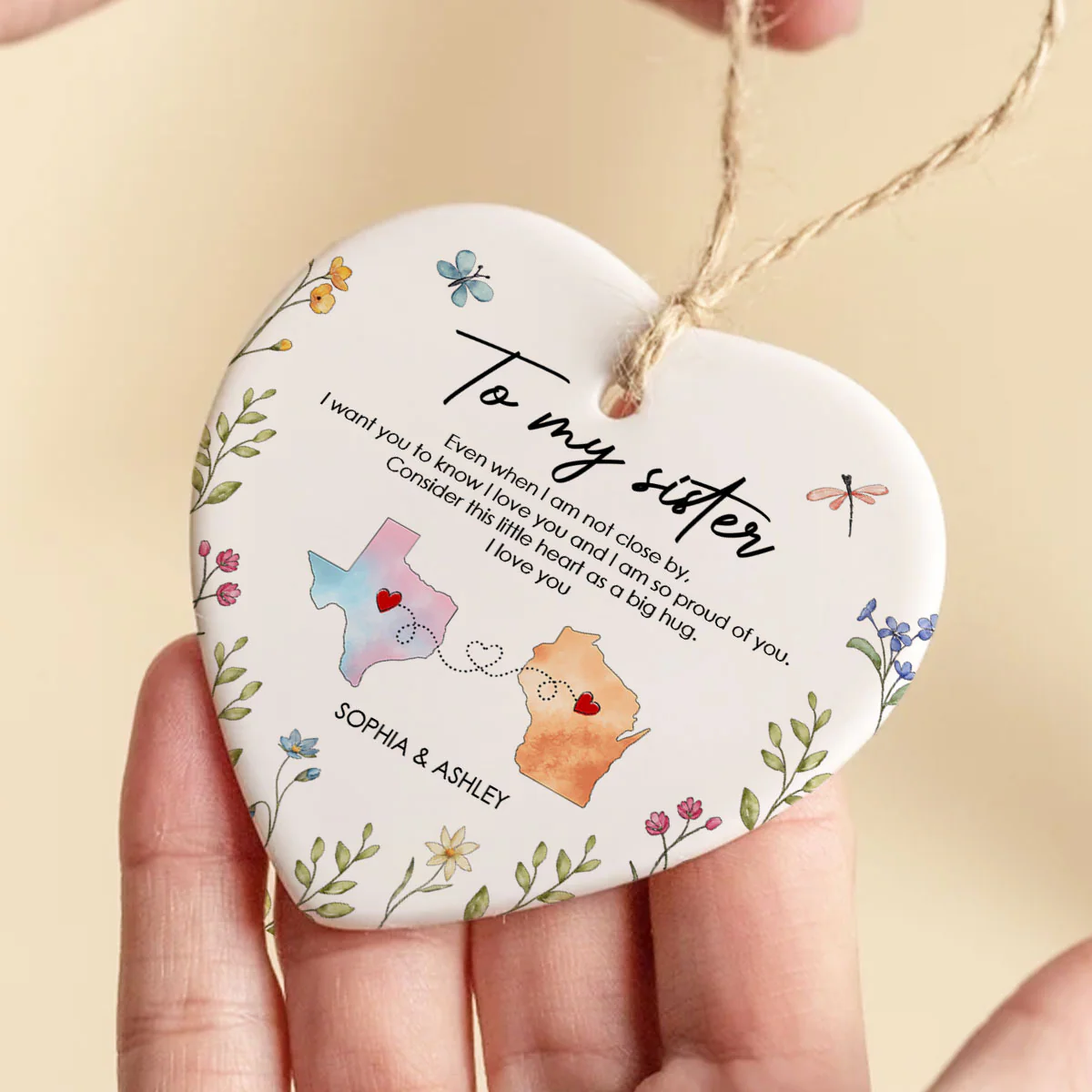 I'm So Proud Of You Sister Personalized Ceramic Ornament, Long Distance Togetherness Birthday Christmas Gift For Sisters, Siblings - Image 4