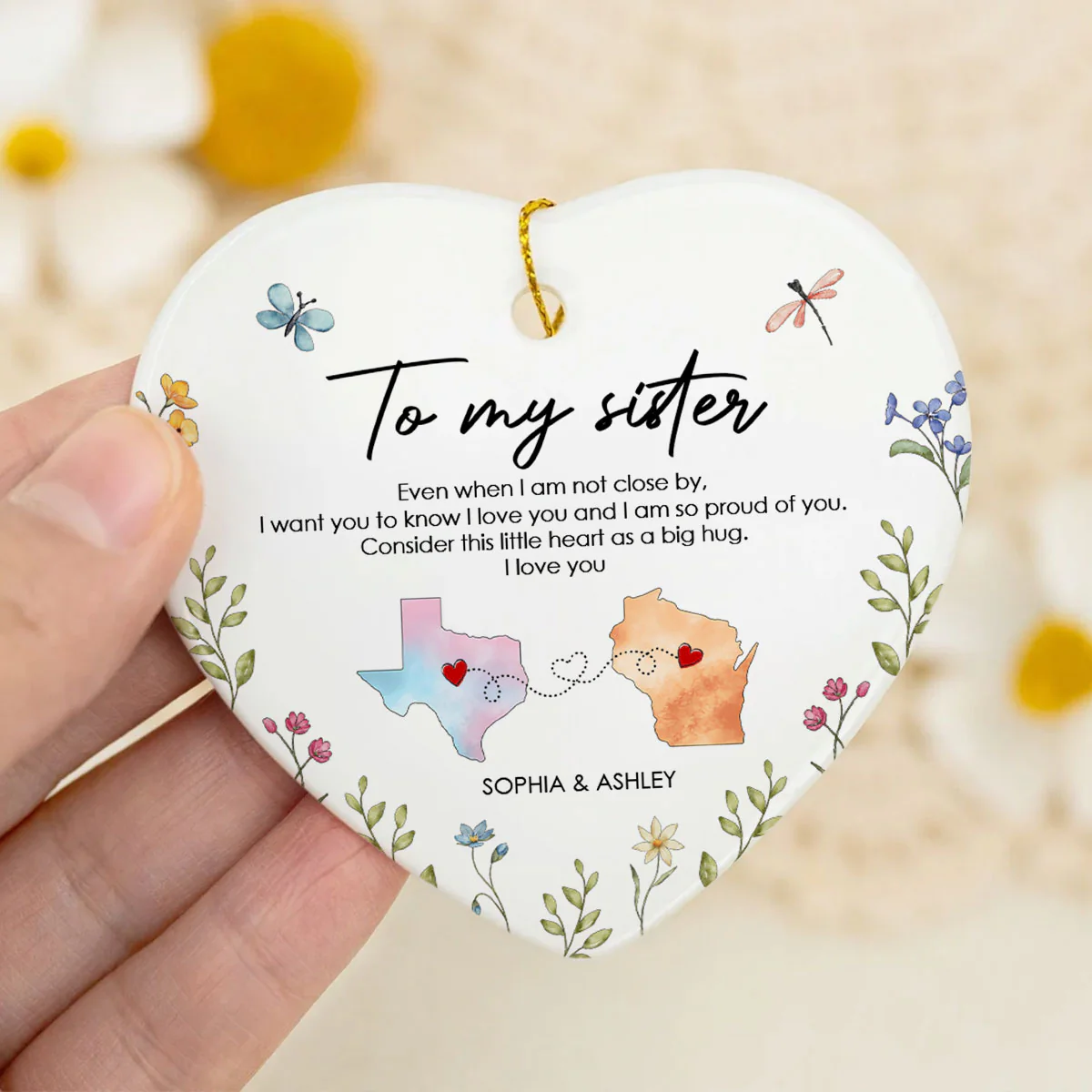 I'm So Proud Of You Sister Personalized Ceramic Ornament, Long Distance Togetherness Birthday Christmas Gift For Sisters, Siblings - Image 6