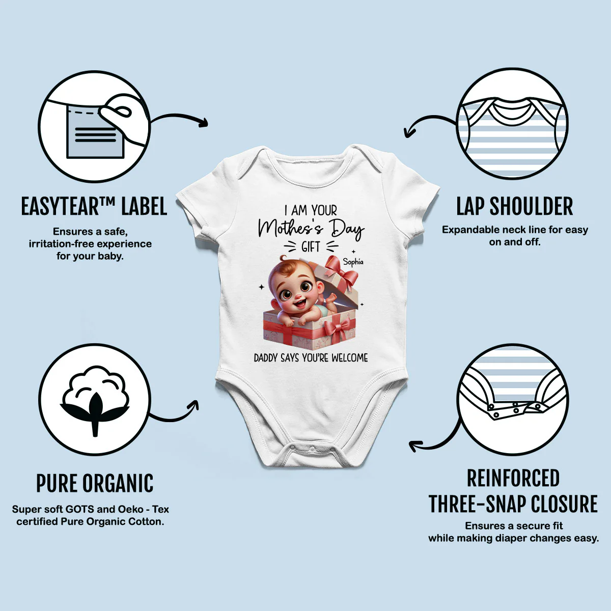 I'm Your Father's Day Gift Cute Baby In Gift Box Personalized Baby Onesie, Baby Shirt - Image 2